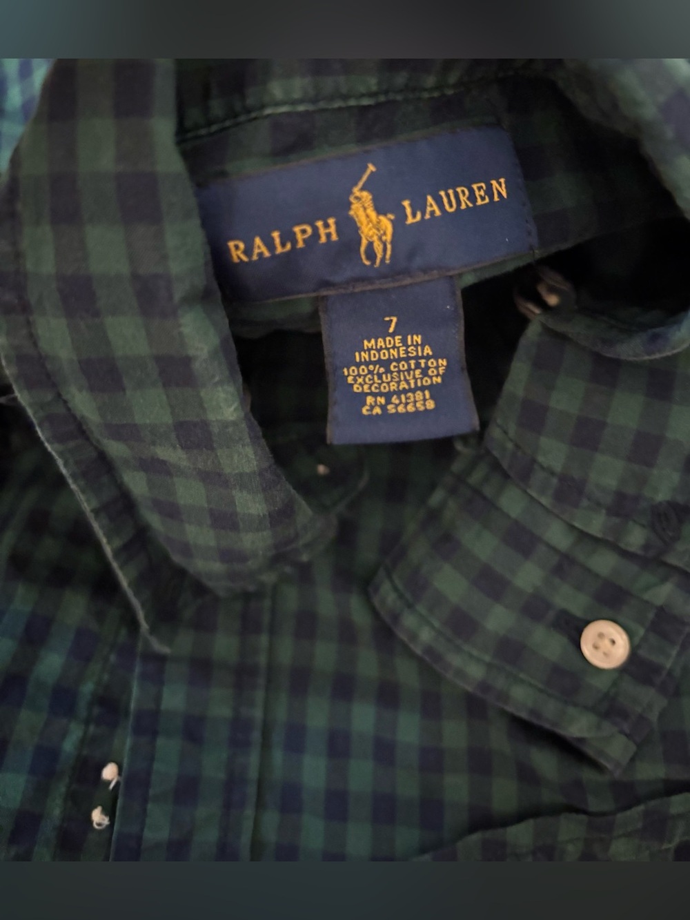 Boys Ralph Lauren Green Check Button Down Shirt - Picture 2 of 2